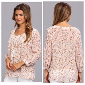 Vince Camuto Floral Peasant Top w/ Tassels